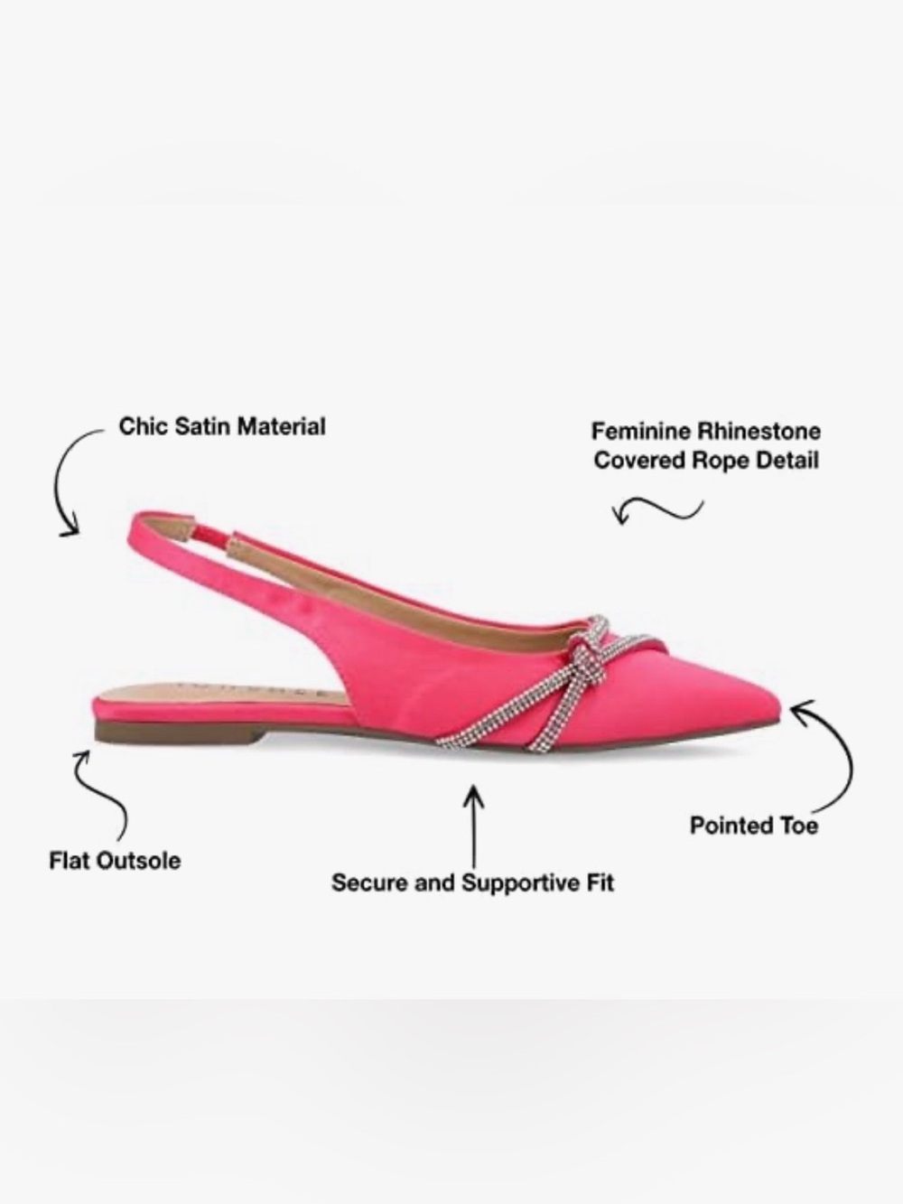 Journee Collection Rebbel Womens Pointed Closed Toe Ballet Flats NIB Size 8 - Picture 13 of 15